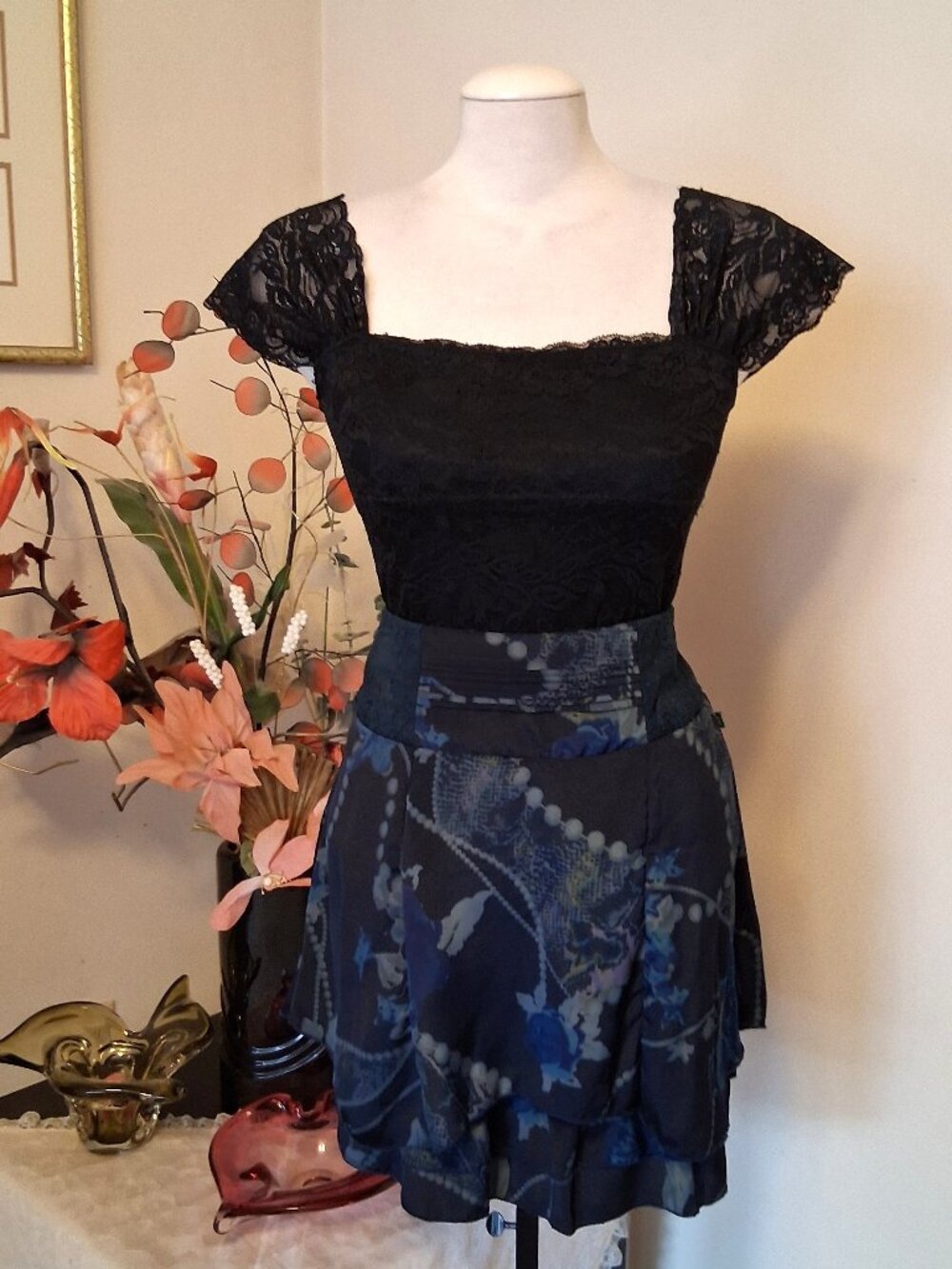 DEPT Holland Unique Floral Tiered Lined Mini Skirt Premium Quality Skirts S